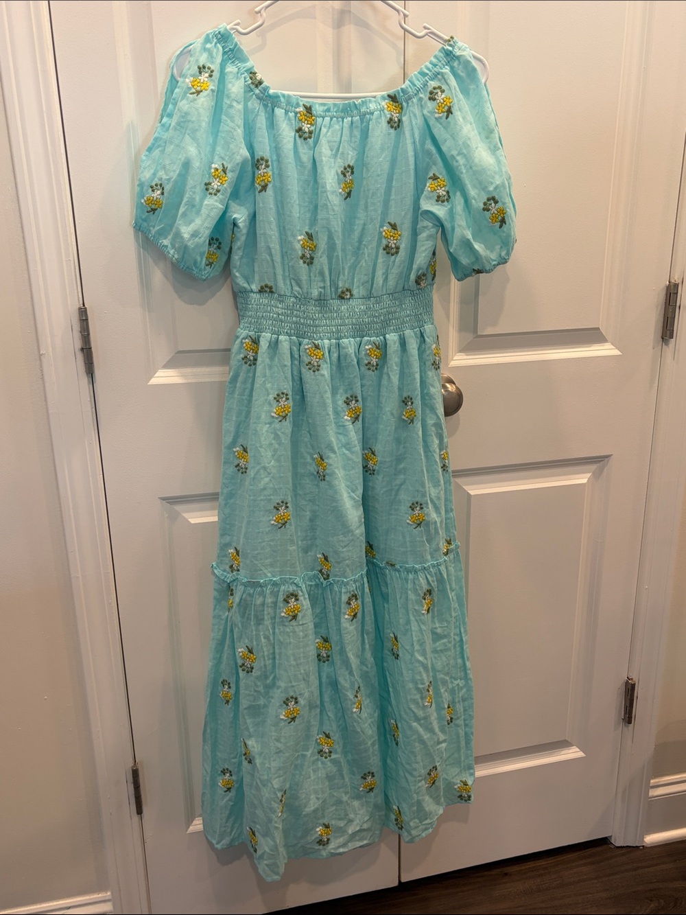 Betsey Johnson Aqua Maxi Dress with Yellow Floral Embroidery - Picture 6 of 6